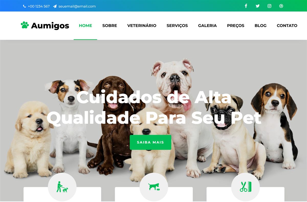 Site da pet shop e clínica veterinária Aumigos
