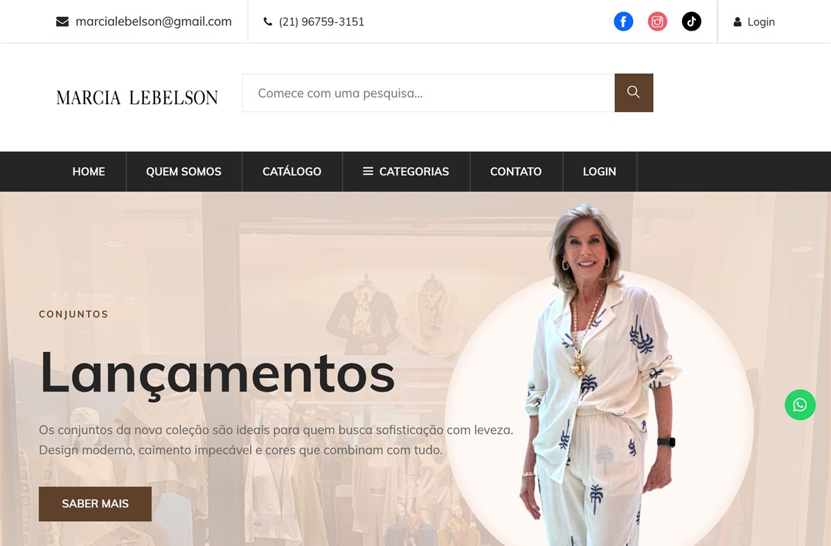 Site da loja de moda Marcia Lebelson