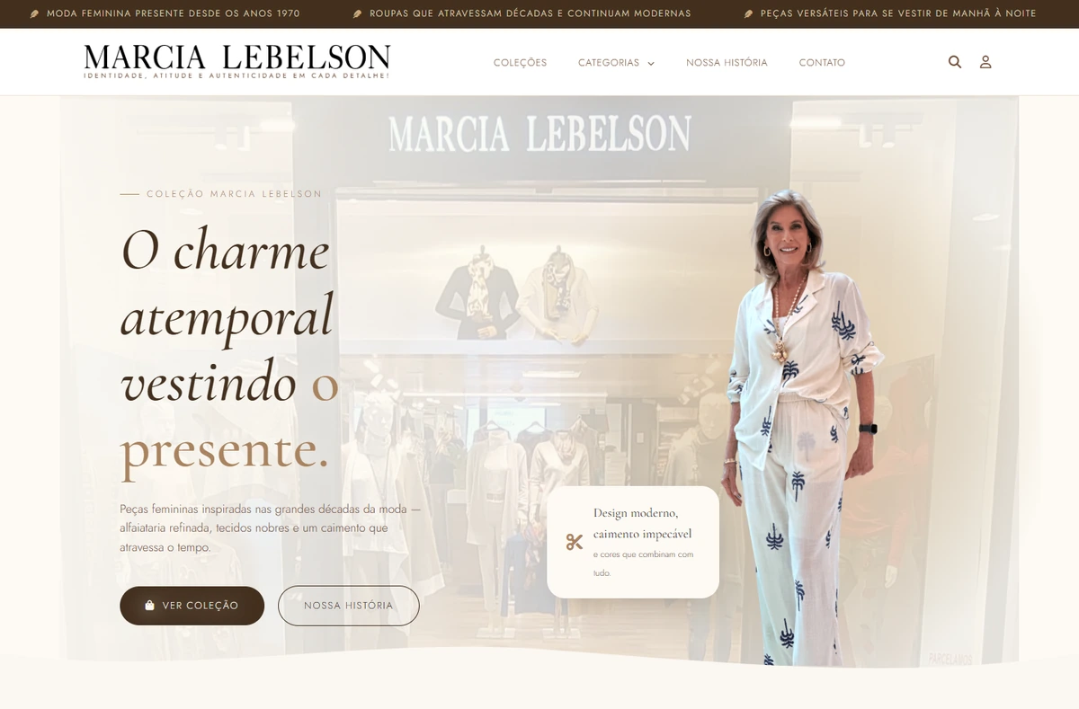 Site da loja de moda Marcia Lebelson