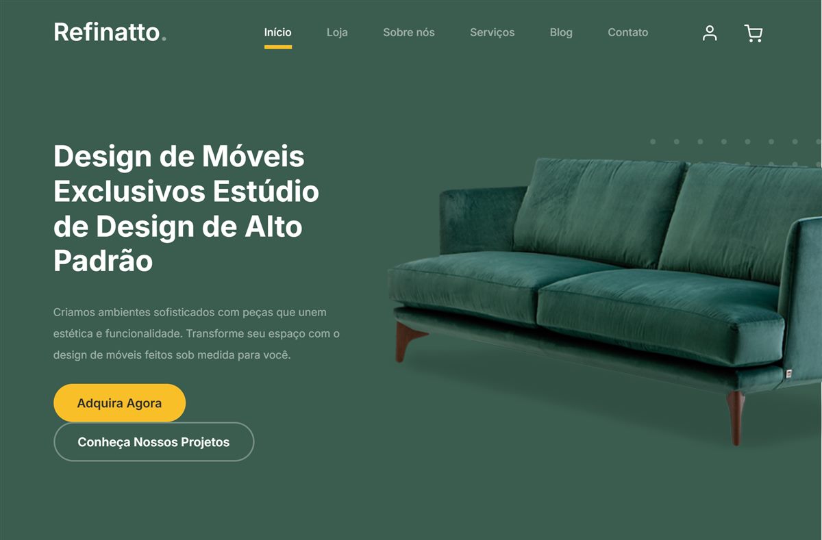 Site do estúdio de design de móveis exclusivos Refinatto