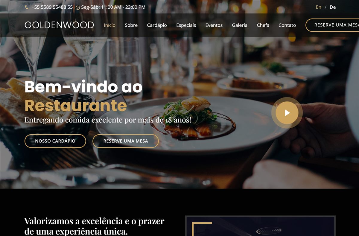 Site de restaurante com cardápio digital e reservas online