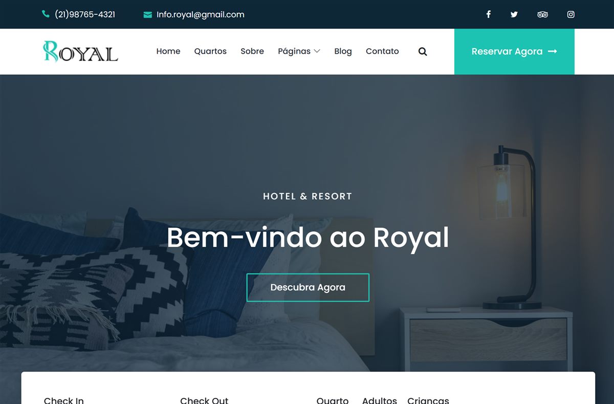 Site do hotel e resort Royal